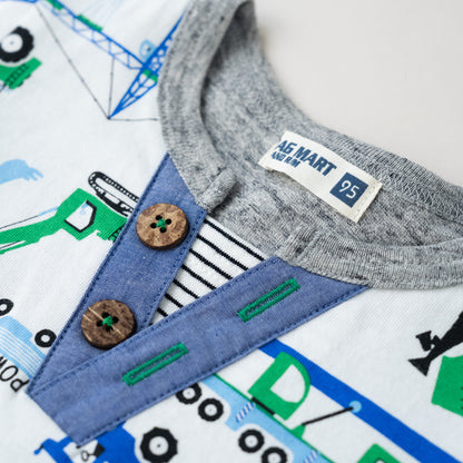 ヘンリーネックTシャツ 【はたらくクルマ】　 OFF-WHITE