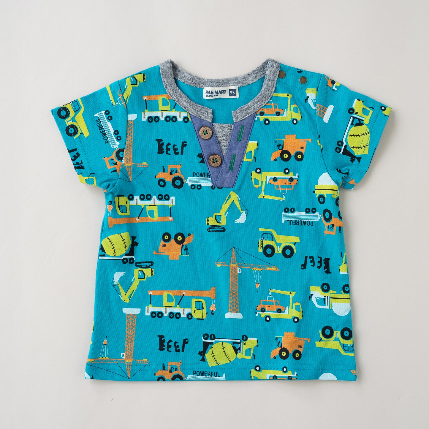 ヘンリーネックTシャツ 【はたらくクルマ】　BLUE