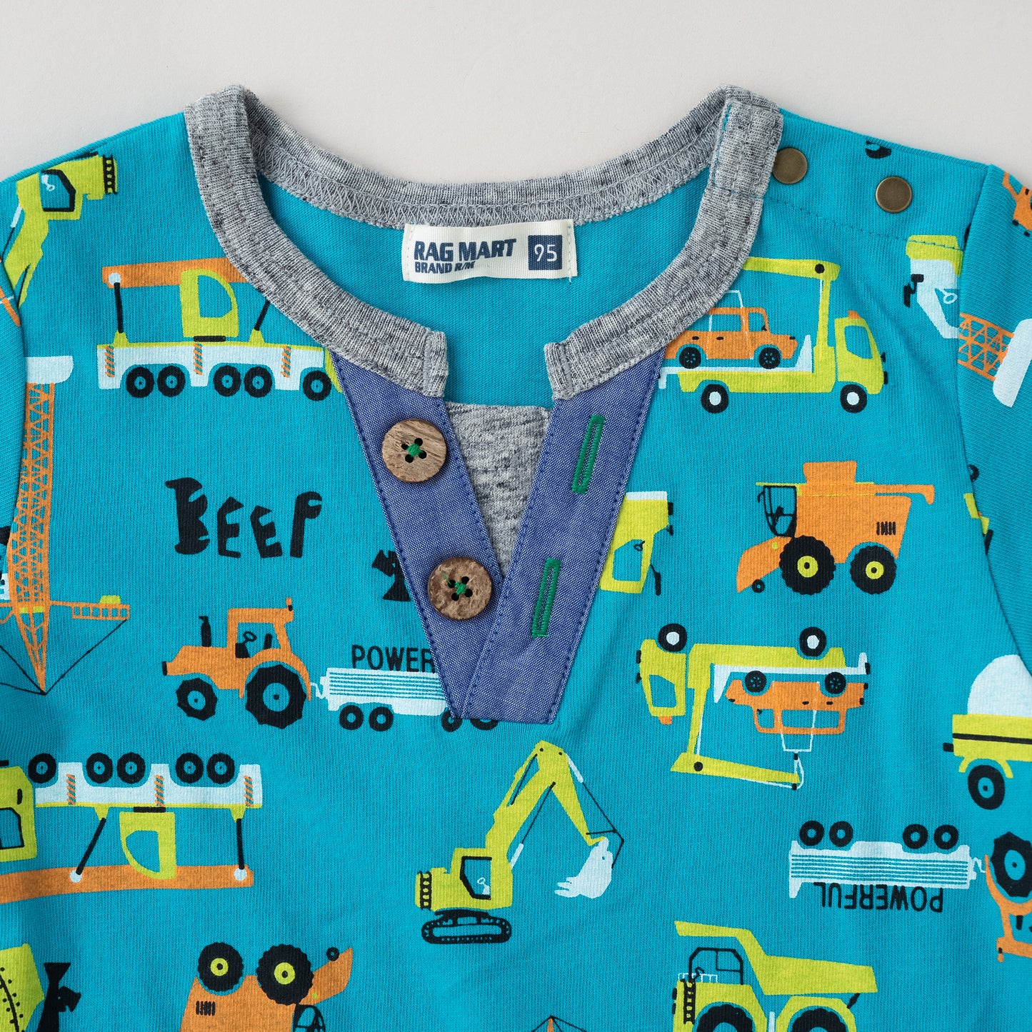 ヘンリーネックTシャツ 【はたらくクルマ】　BLUE