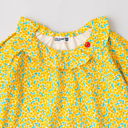 ラウンドカラー総柄Tシャツ　YELLOW