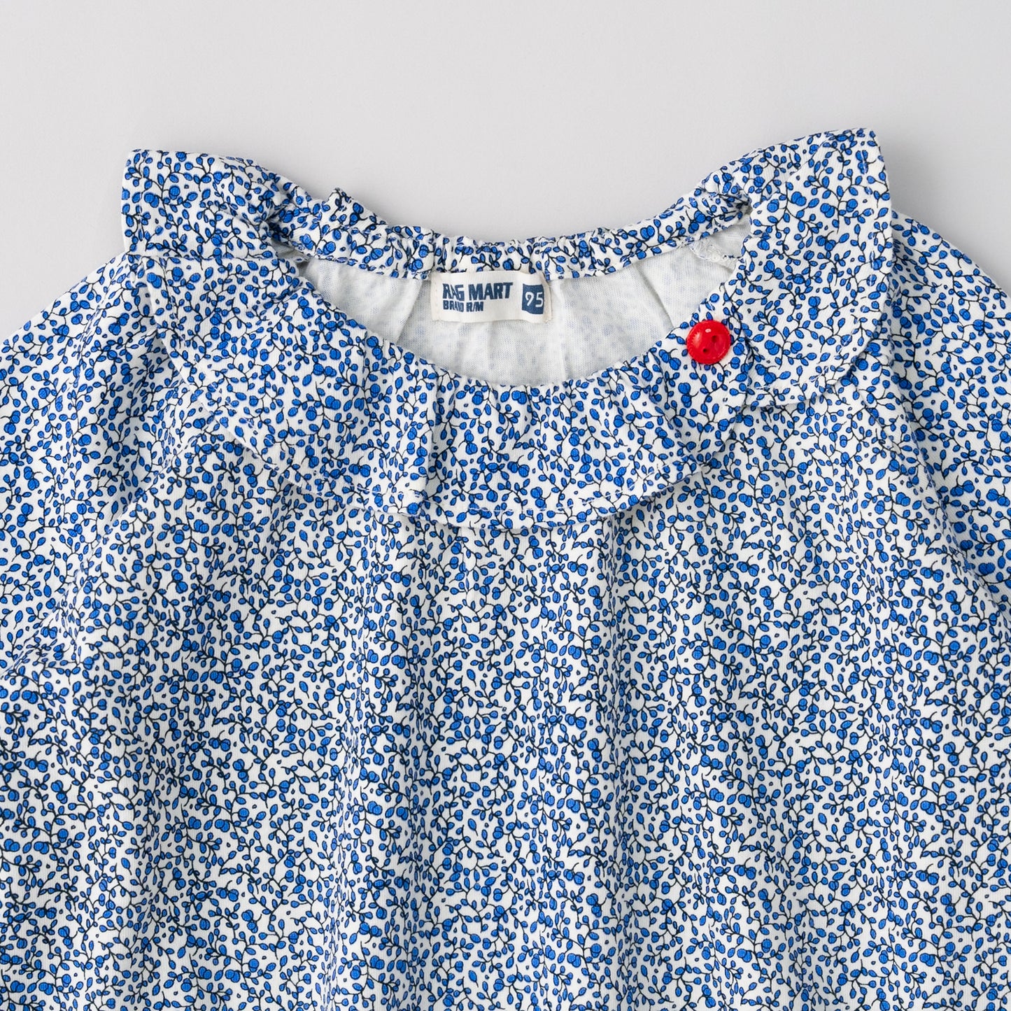 ラウンドカラー総柄Tシャツ　BLUE