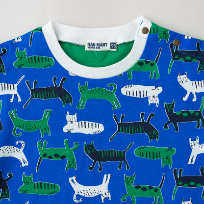プリントTシャツ【ネコ】　 BLUE