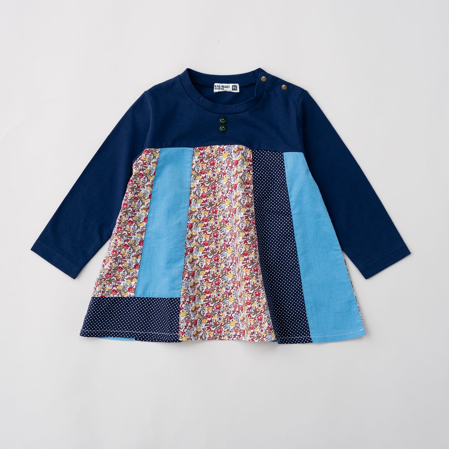 パッチワークチュニックTシャツ　NAVY