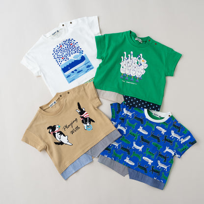 プリントTシャツ【ネコ】　 BLUE