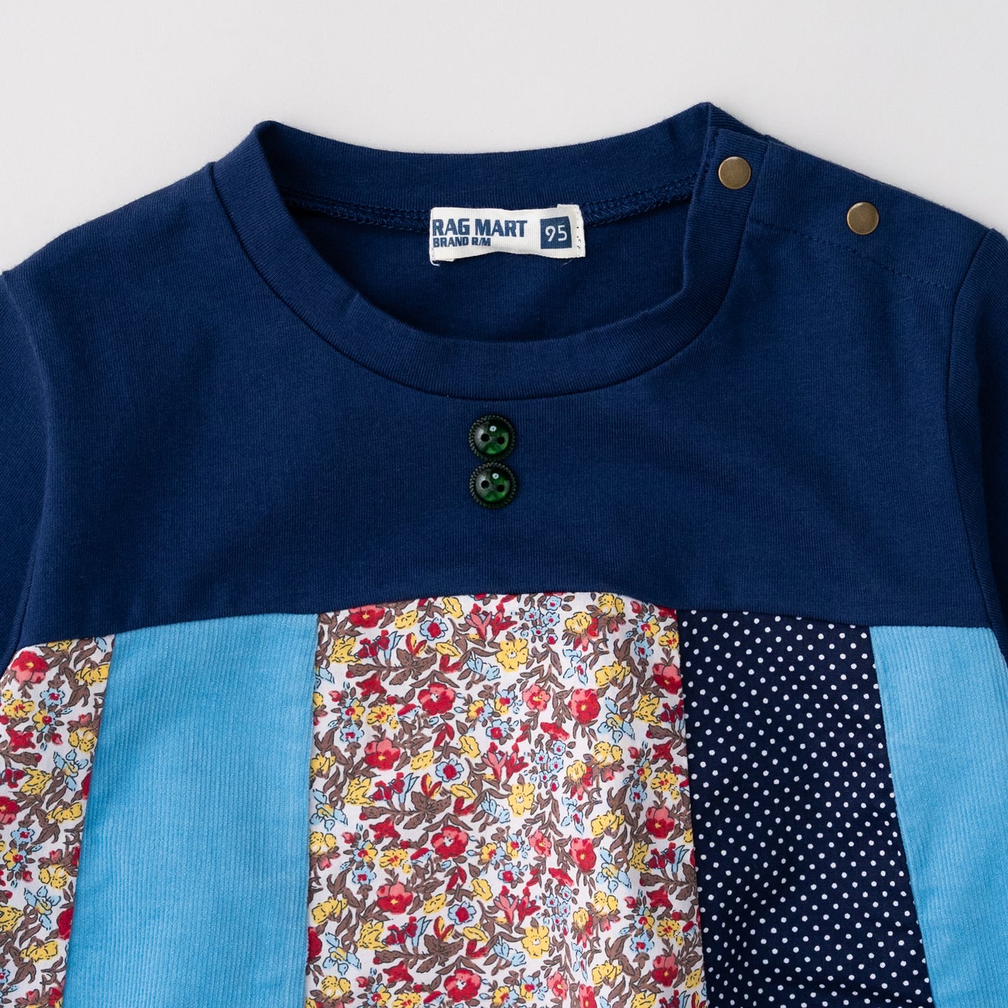 パッチワークチュニックTシャツ　NAVY