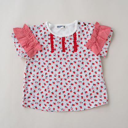 総柄プリントTシャツ　RED