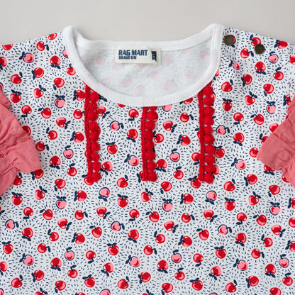 総柄プリントTシャツ　RED