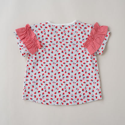 総柄プリントTシャツ　RED