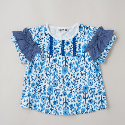総柄プリントTシャツ　BLUE