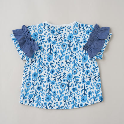 総柄プリントTシャツ　BLUE