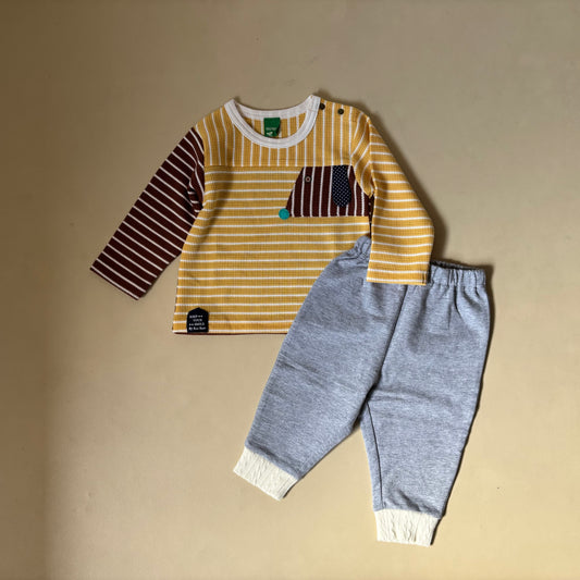 ボーダーTシャツ＆パンツセット　YELLOW