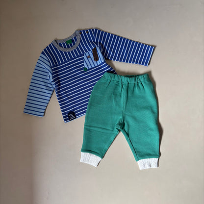 ボーダーTシャツ＆パンツセット　BLUE