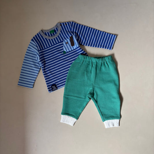 ボーダーTシャツ＆パンツセット　BLUE