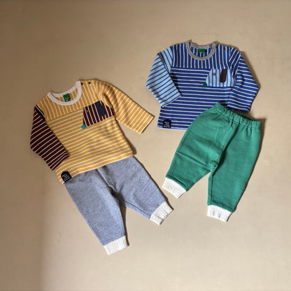 ボーダーTシャツ＆パンツセット　BLUE
