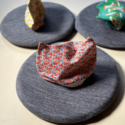 総柄カバーオール(帽子付)【花柄】　RED