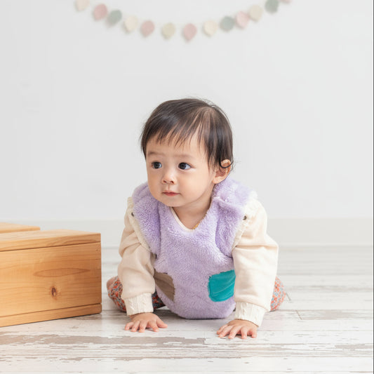 リバーシブルファーベルト　【花柄】　PURPLE