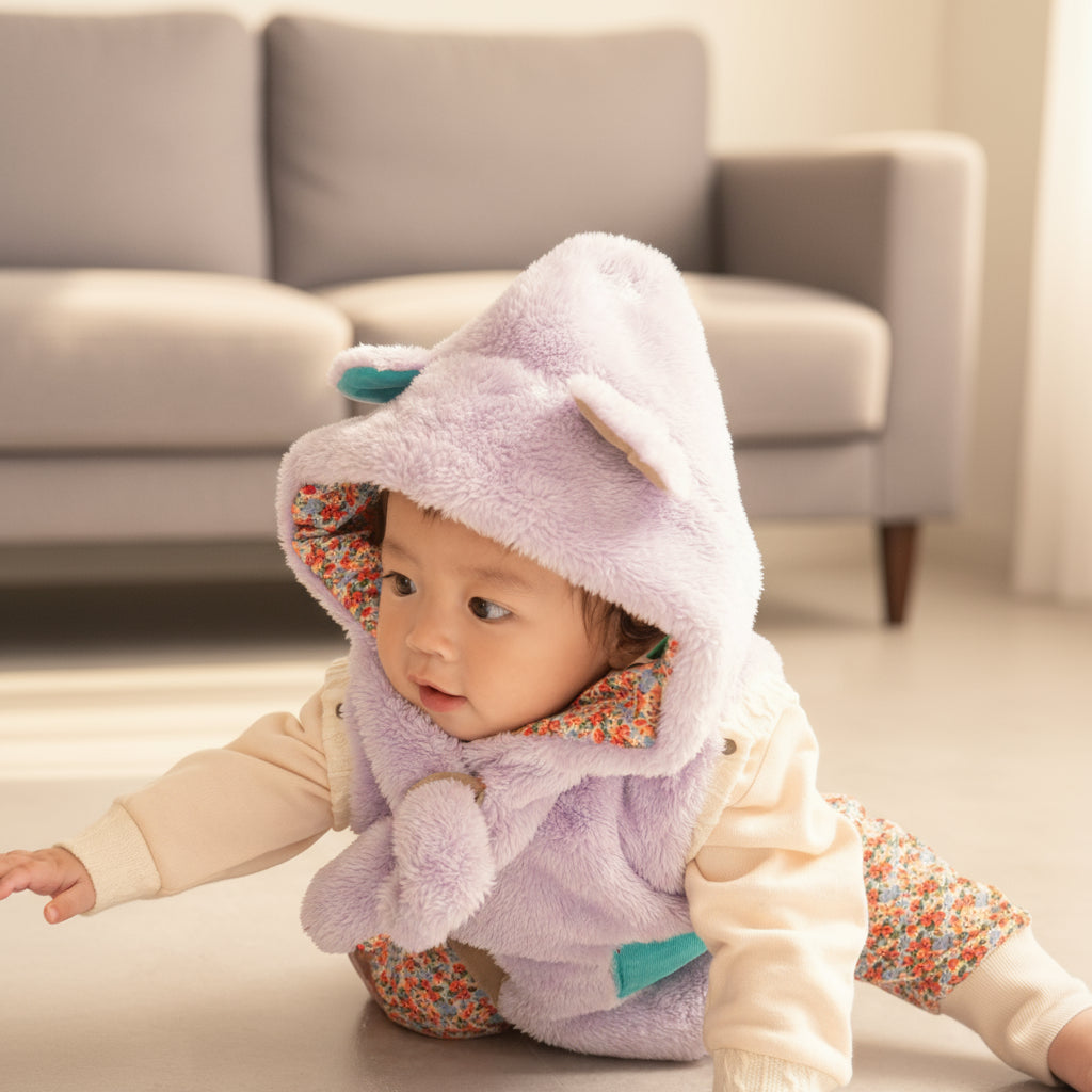 耳付きファー帽子　PURPLE