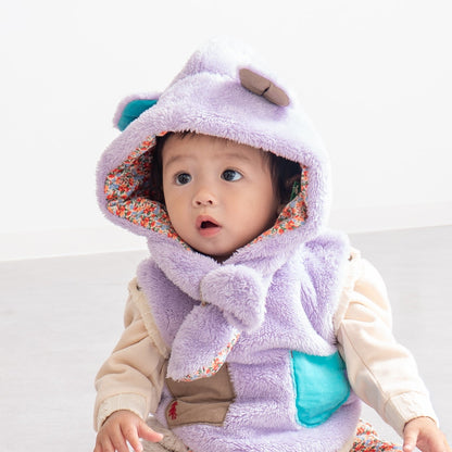 耳付きファー帽子　PURPLE