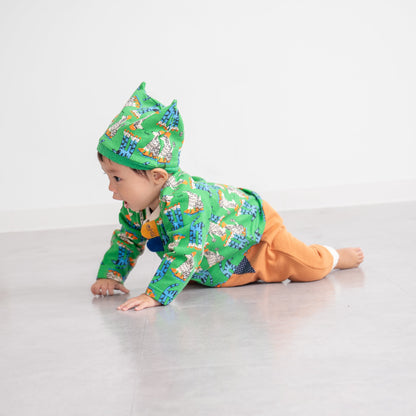 総柄カバーオール(帽子付)【いぬ】　GREEN