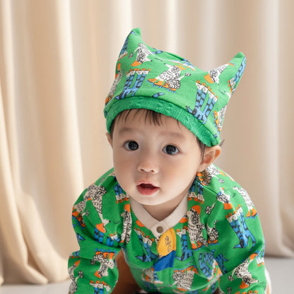 総柄カバーオール(帽子付)【いぬ】　GREEN
