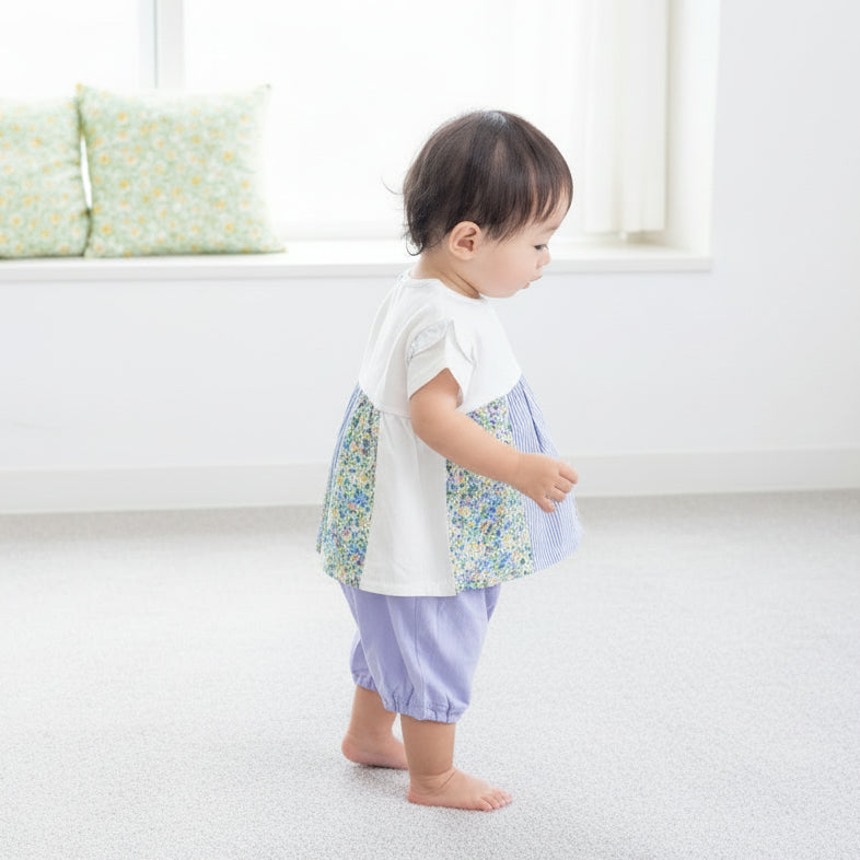 パッチワークTシャツ＆パンツセット　OFF-WHITE