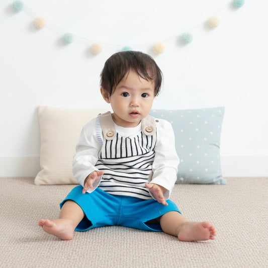 ワッフルベスト＆パンツセット　IVORY