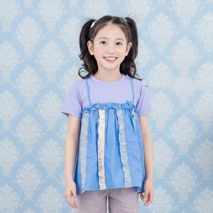 キャミソール風パッチワークTシャツ　PURPLE