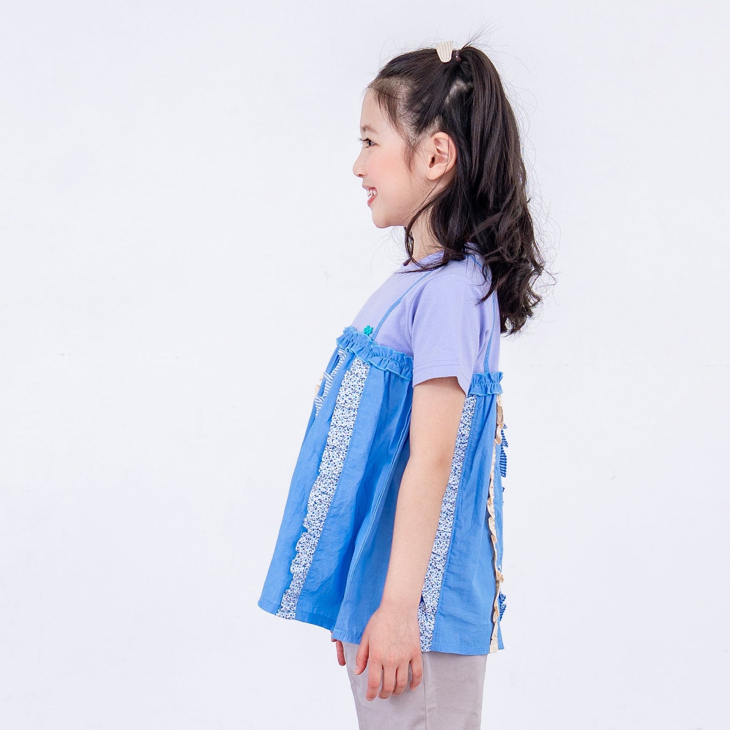 キャミソール風パッチワークTシャツ　PURPLE