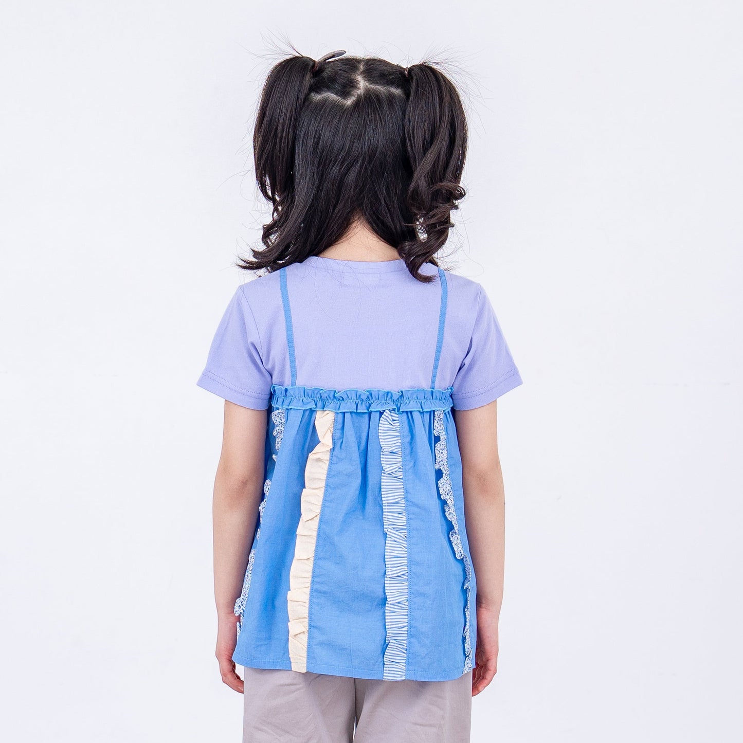 キャミソール風パッチワークTシャツ　PURPLE