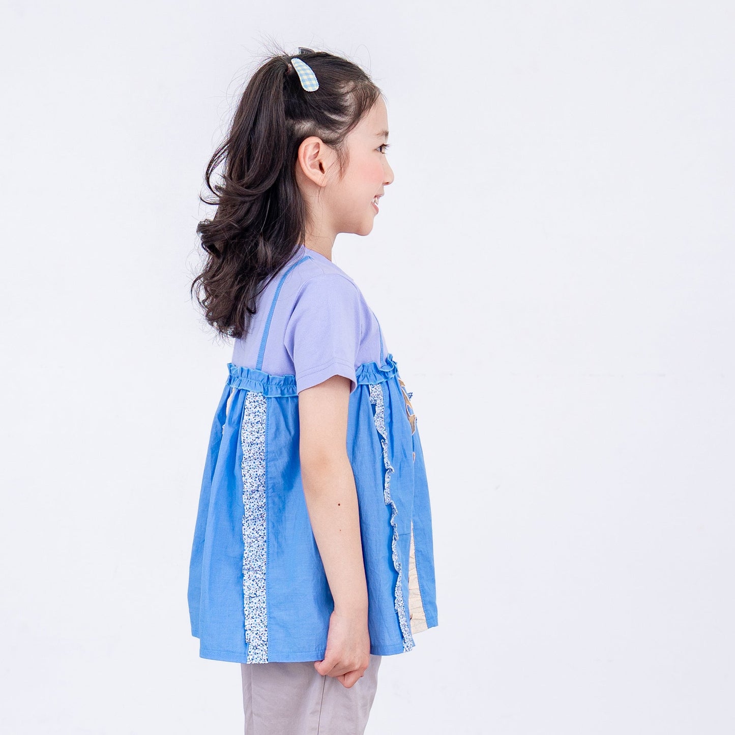 キャミソール風パッチワークTシャツ　PURPLE