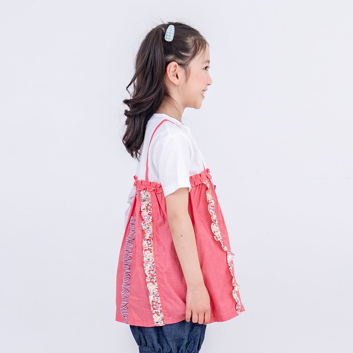 キャミソール風パッチワークTシャツ　OFF-WHITE