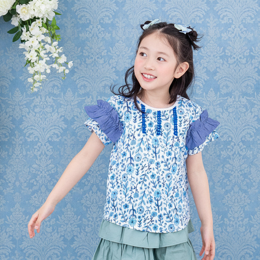総柄プリントTシャツ　BLUE