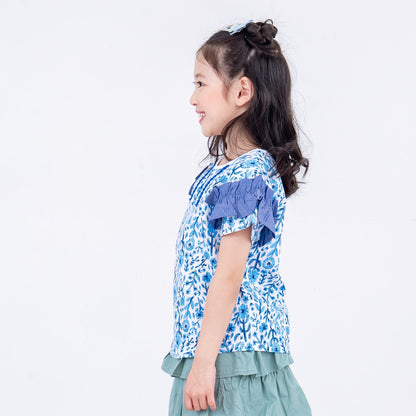 総柄プリントTシャツ　BLUE