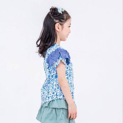 総柄プリントTシャツ　BLUE