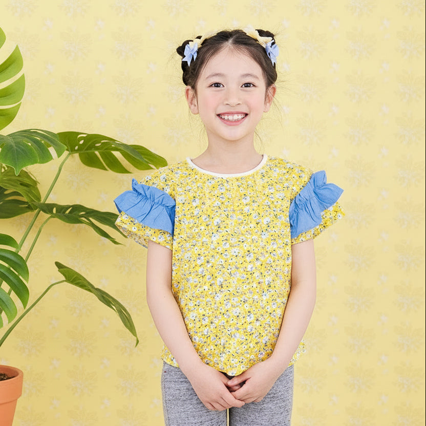 総柄プリントTシャツ　YELLOW