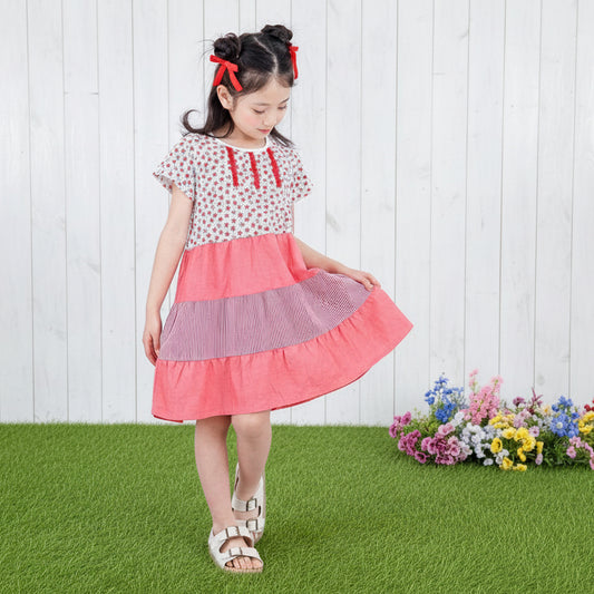 ３段フレアワンピース　RED