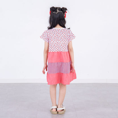 ３段フレアワンピース　RED