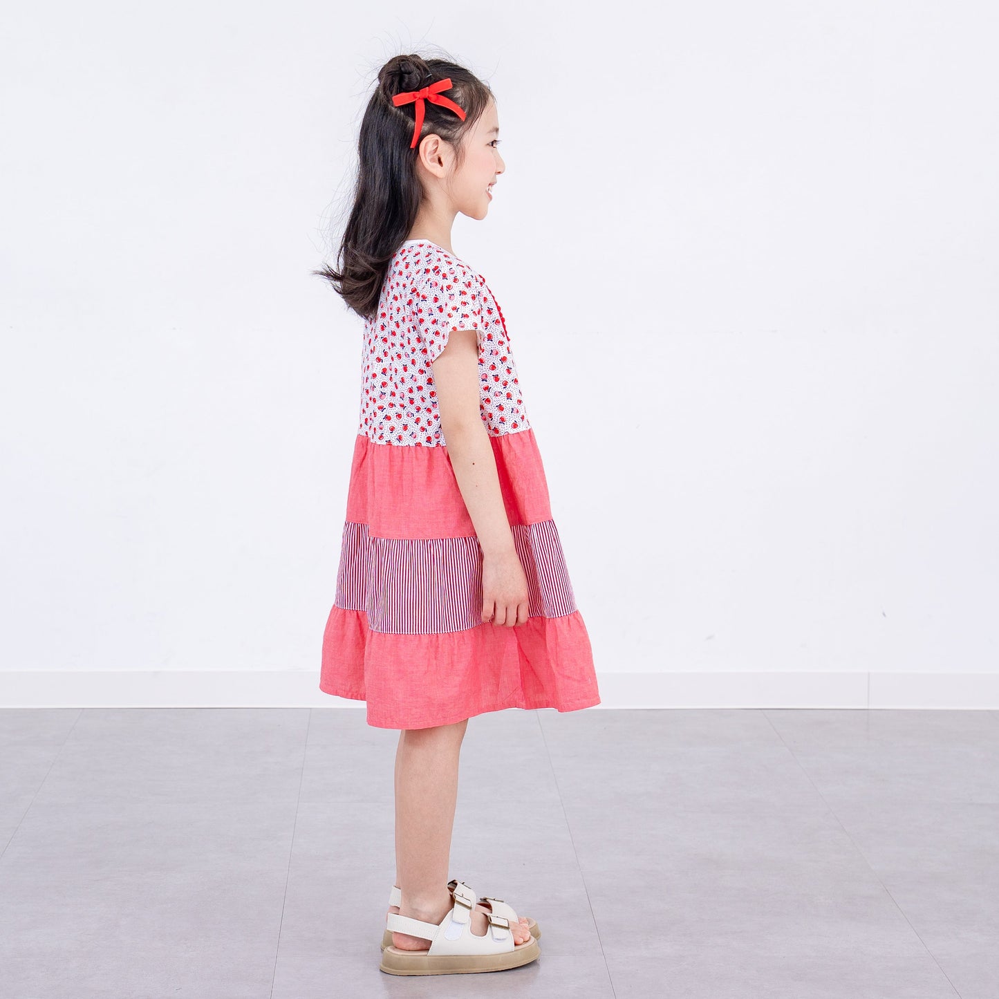 ３段フレアワンピース　RED