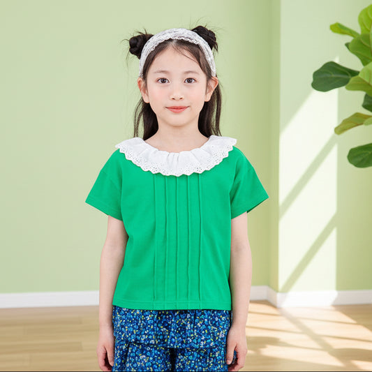 ラウンドカラーTシャツ　GREEN