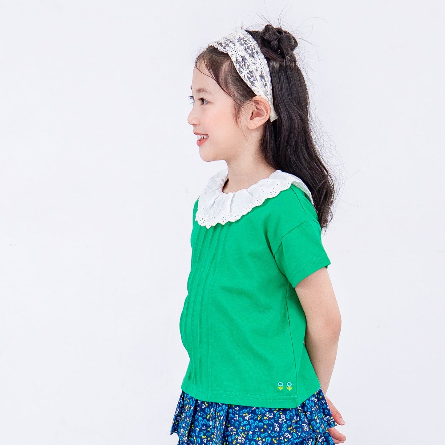 ラウンドカラーTシャツ　GREEN