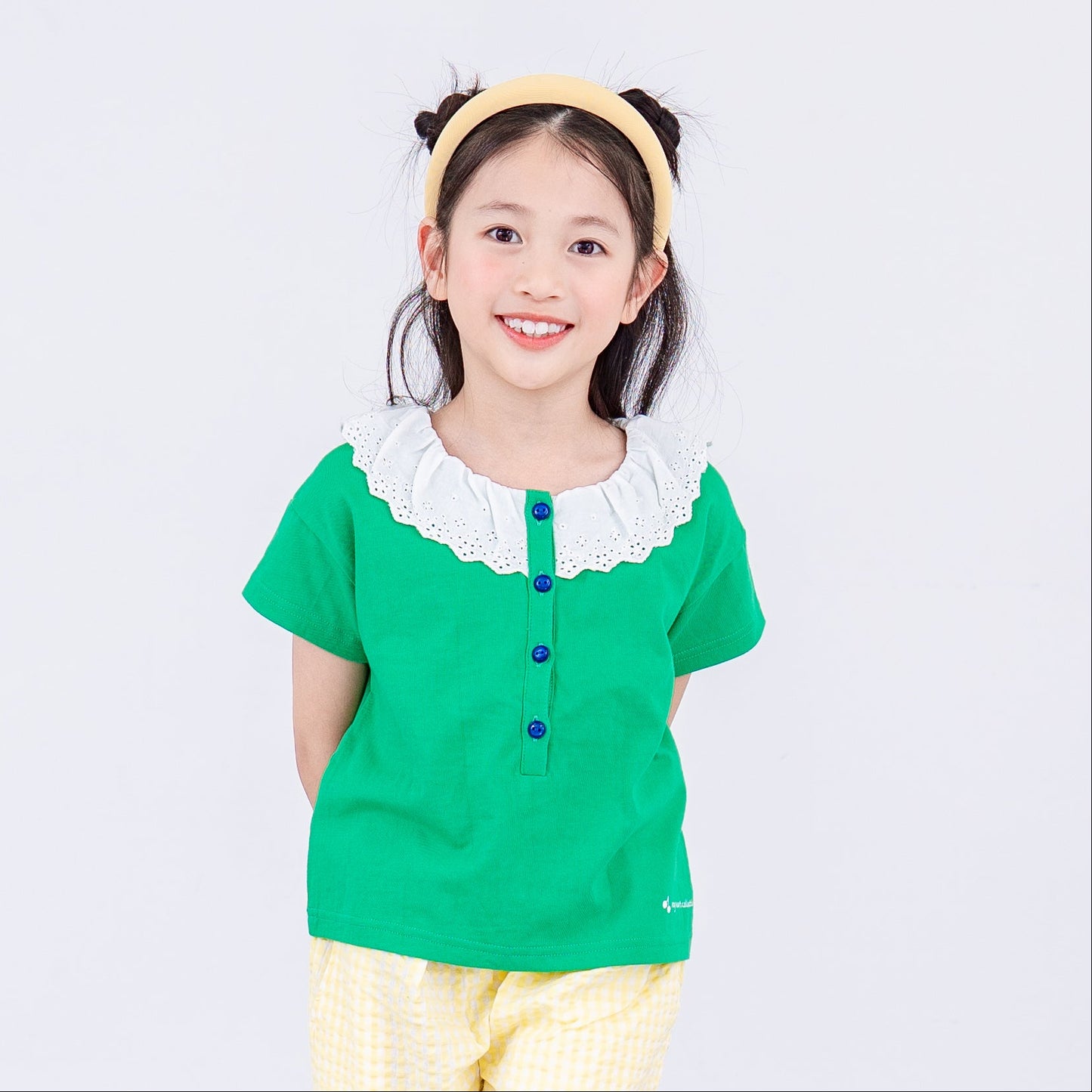ラウンドカラーTシャツ　GREEN