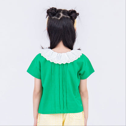 ラウンドカラーTシャツ　GREEN