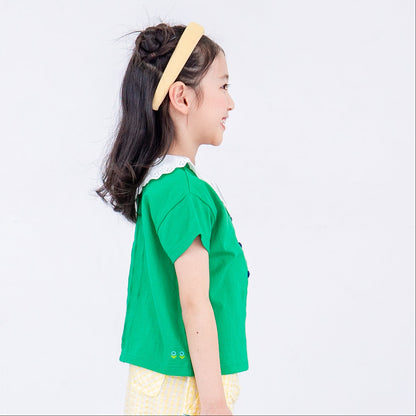 ラウンドカラーTシャツ　GREEN