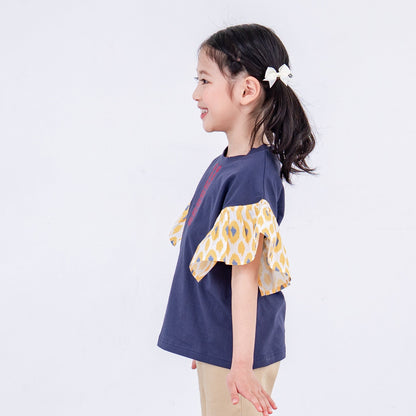 袖フリルボックスTシャツ　NAVY