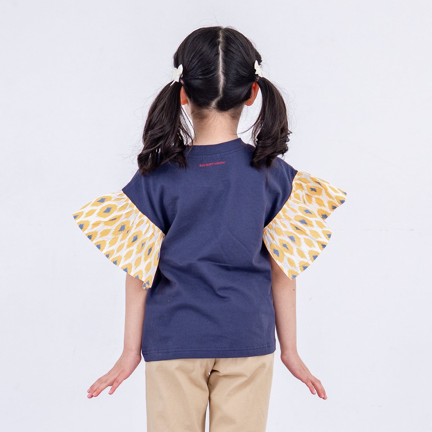 袖フリルボックスTシャツ　NAVY
