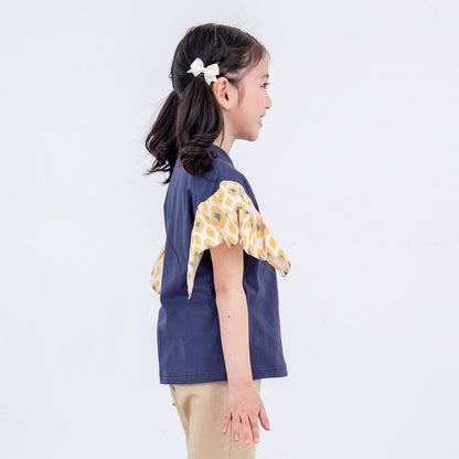 袖フリルボックスTシャツ　NAVY
