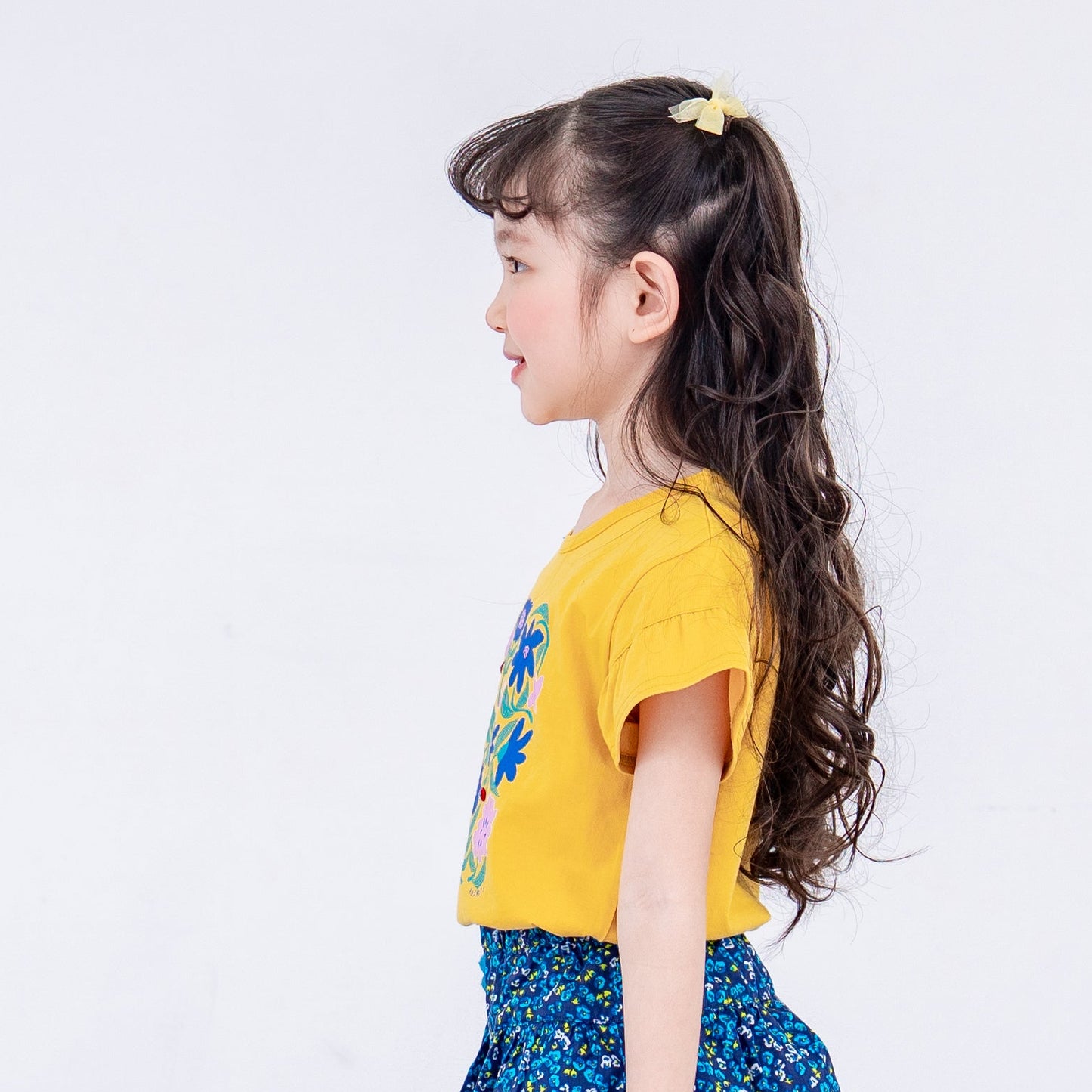 プリントTシャツ【北欧風flower】　YELLOW