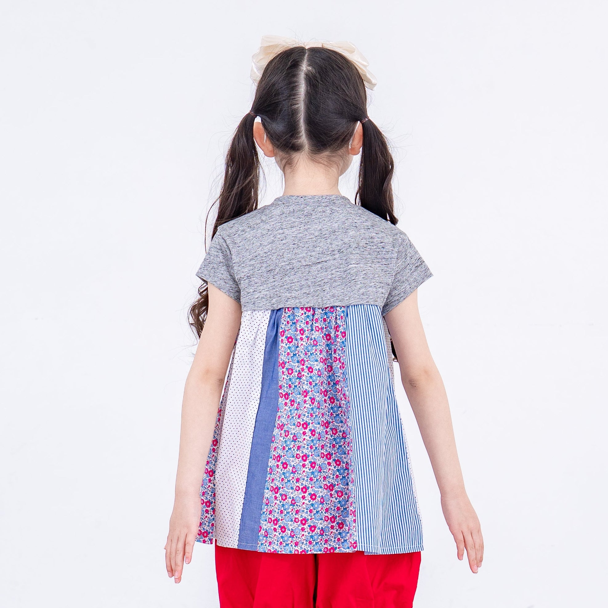 45R シェッドランド網柄パッチワークのチュニック パッチワークチュニック GRAY – RAG MART