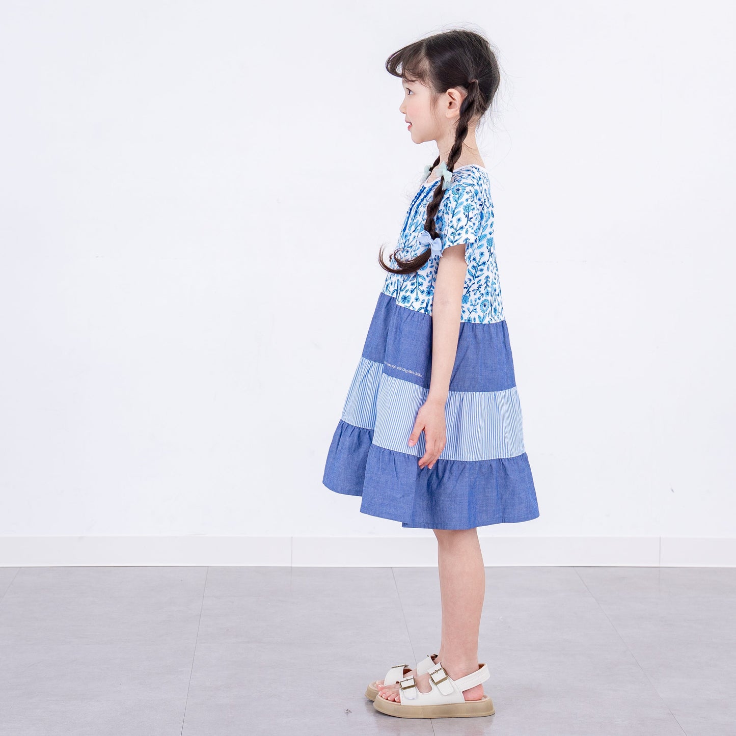 ３段フレアワンピース　BLUE