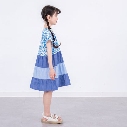 ３段フレアワンピース　BLUE